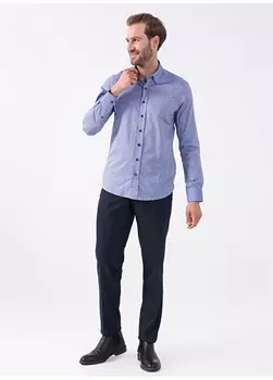 Мужские брюки узкого кроя темно-синего цвета с нормальной талией Svari