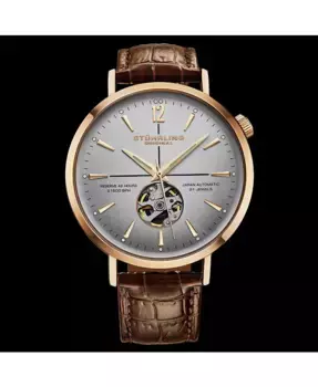 Мужские часы 1021 Quasar Skeleton Automatic, 42 мм Stuhrling, розовый