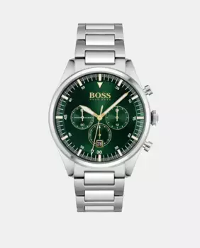 Мужские часы 1513868 стальной хронограф Boss, серебряный