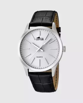 Мужские часы 15961/1 Минималистичный черные кожаные LOTUS