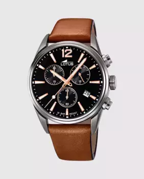 Мужские часы 18683/2 Chrono в коричневой коже LOTUS, коричневый