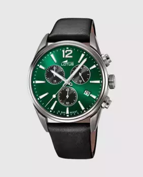 Мужские часы 18683/4 Chrono черные кожаные LOTUS, черный