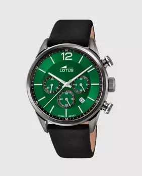 Мужские часы 18687/4 Chrono черные кожаные LOTUS, черный