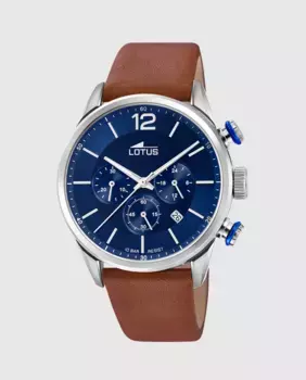 Мужские часы 18689/1 Chrono в коричневой коже LOTUS, коричневый