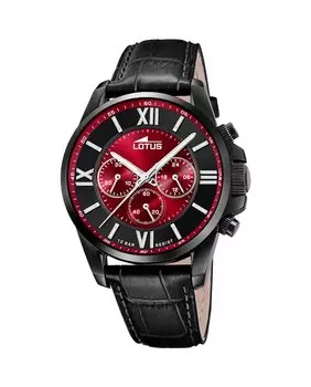 Мужские часы 18881/4 Chrono из черной кожи LOTUS, черный