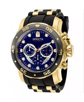 Мужские часы 37229 Pro Diver Quartz Chronograph синие, красный циферблат Invicta, синий