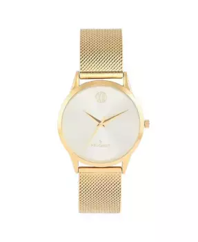 Мужские часы 40 мм Wafer Slim с шампанским циферблатом, позолоченным корпусом и сетчатым браслетом Peugeot, золотой