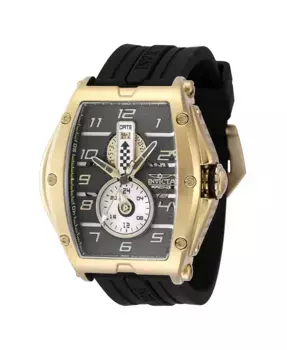 Мужские часы 47386 Invicta Racing Quartz с многофункциональным черным, белым, серебряным и золотым циферблатом, золотой