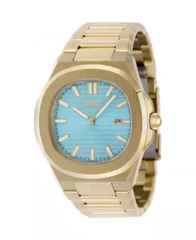 Мужские часы 48517 Speedway Quartz 3 Hand со светло-голубым циферблатом Invicta, золотой