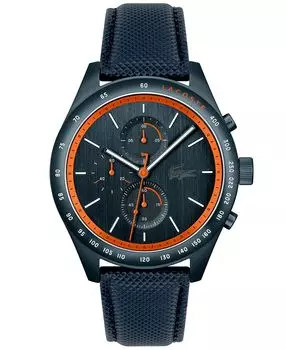 Мужские часы Apext с синим кожаным ремешком, 44 мм Lacoste