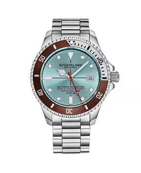 Мужские часы Aquadiver, серебристая нержавеющая сталь, двухцветный циферблат, круглые часы 51 мм Stuhrling