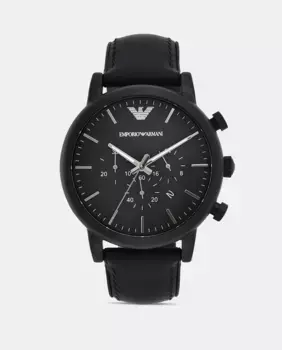 Мужские часы AR1970 Crono из черной кожи и силикона Emporio Armani, черный