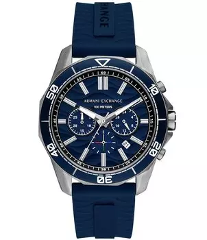 Мужские часы Armani Exchange с кварцевым хронографом и синим силиконовым ремешком, синий
