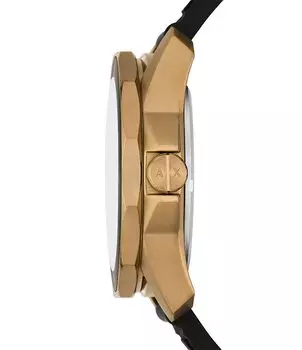 Мужские часы Armani Exchange Spencer с тремя стрелками и датой, черный силиконовый ремешок, черный