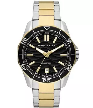 Мужские часы Armani Exchange Spencer с тремя стрелками и датой, двухцветный браслет из нержавеющей стали, мультиколор