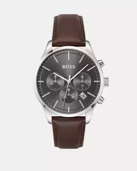 Мужские часы Avery 1514155 коричневые кожаные с хронографом Boss, коричневый