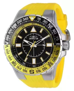 Мужские часы Aviator Quartz 3 Hand с черным циферблатом, модель 36981 Invicta, желтый