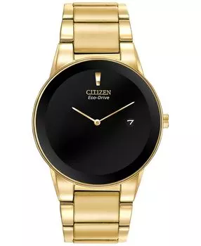 Мужские часы Axiom Eco-Drive с золотистым браслетом из нержавеющей стали, 40 мм, AU1062-56E Citizen