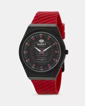 Мужские часы B54251/3, красный каучуковый ремешок Черный и серый циферблат Marea
