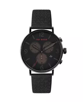 Мужские часы Barnett с подсветкой, черный кожаный ремешок, 41 мм Ted Baker