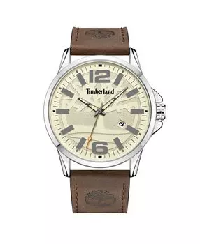 Мужские часы Bernardston с темно-коричневым кожаным ремешком, 45,5 мм Timberland