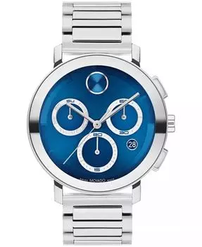 Мужские часы Bold Evolution 2.0 Swiss Quartz Chrono из нержавеющей стали 42 мм Movado, серебро