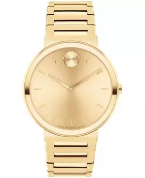 Мужские часы Bold Horizon из швейцарской кварцевой стали с ионным покрытием светло-золотистого цвета, 40 мм Movado, золотой