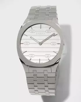 Мужские часы-браслет из нержавеющей стали диаметром 38 мм Gucci, цвет White
