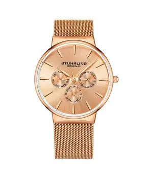 Мужские часы-браслет из нержавеющей стали с сеткой розового золота 39 мм Stuhrling