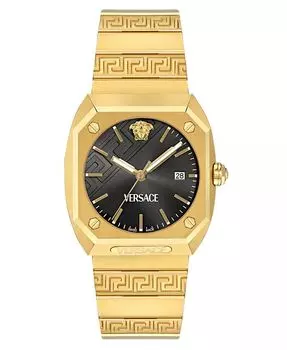 Мужские часы-браслет из нержавеющей стали с позолоченным ионным покрытием, 44 мм Versace, золото