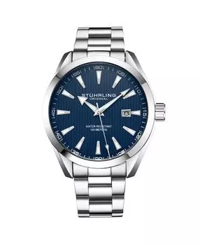 Мужские часы-браслет из нержавеющей стали серебристого цвета, 42 мм Stuhrling