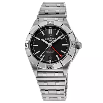 Мужские часы Breitling Chronomat Automatic GMT 40 с черным циферблатом и сталью A32398101B1A1