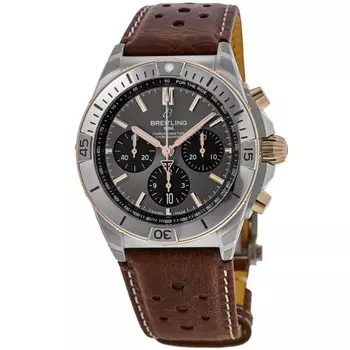 Мужские часы Breitling Chronomat B01 42 Triumph Edition с автоматическим хронографом, безелем из розового золота 18 карат, кожаным ремешком TB0134101M1X1