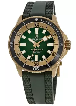 Мужские часы Breitling Superocean Automatic 42 с зеленым циферблатом и резиновым ремешком N17375201L1S1