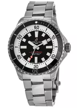 Мужские часы Breitling Superocean Automatic 42 с черным циферблатом и стальным корпусом A17375211B1A1