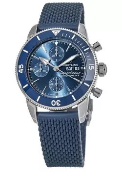 Мужские часы Breitling Superocean Heritage Chronograph 44 с синим керамическим каучуковым ремешком A13313161C1S1