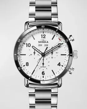 Мужские часы Canfield Sport с браслетом, 45 мм Shinola, цвет White