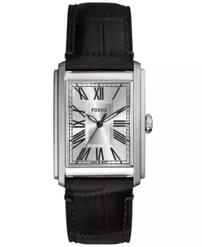 Мужские часы Carraway с тремя стрелками, коричневые кожаные, 30 мм Fossil, черный