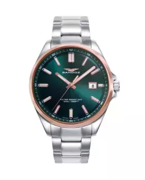 Мужские часы Casuel, двухцветный стальной корпус и розовый стальной браслет Ip Sandoz, серебряный