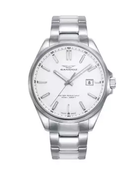 Мужские часы Casuel со стальным корпусом и браслетом Sandoz, серебрянный