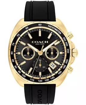Мужские часы Charter с черным силиконовым ремешком, 44,5 мм COACH, черный