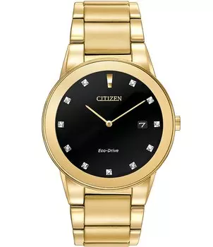 Мужские часы Citizen Axiom с двумя стрелками и золотым браслетом из нержавеющей стали, золотой