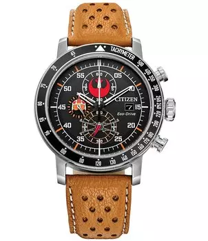 Мужские часы Citizen из коллекции «Звездные войны» Rebel Pilot Chronograph с оранжевым кожаным ремешком