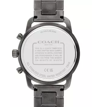 Мужские часы COACH Cruiser с кварцевым хронографом, серые часы с IP-браслетом, серебро