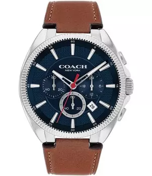 Мужские часы COACH Jackson с кварцевым хронографом, 44 мм, коричневый кожаный ремешок, коричневый