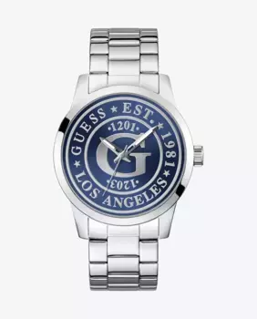 Мужские часы Collegiate g GW0888G1 из стали с серебряным ремешком Guess, серебряный