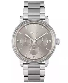 Мужские часы Contender кварцевые многофункциональные серебристые из нержавеющей стали 44 мм Hugo Boss, серый