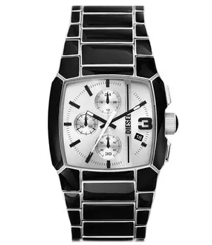 Мужские часы Diesel Cliffhanger Chronograph с черным лаком и браслетом из нержавеющей стали, черный