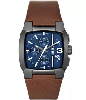 Мужские часы Diesel Cliffhanger Chronograph с коричневым кожаным ремешком, коричневый
