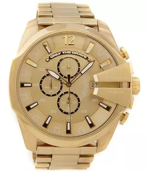 Мужские часы Diesel Mega Chief Gold IP с хронографом из нержавеющей стали, золотой